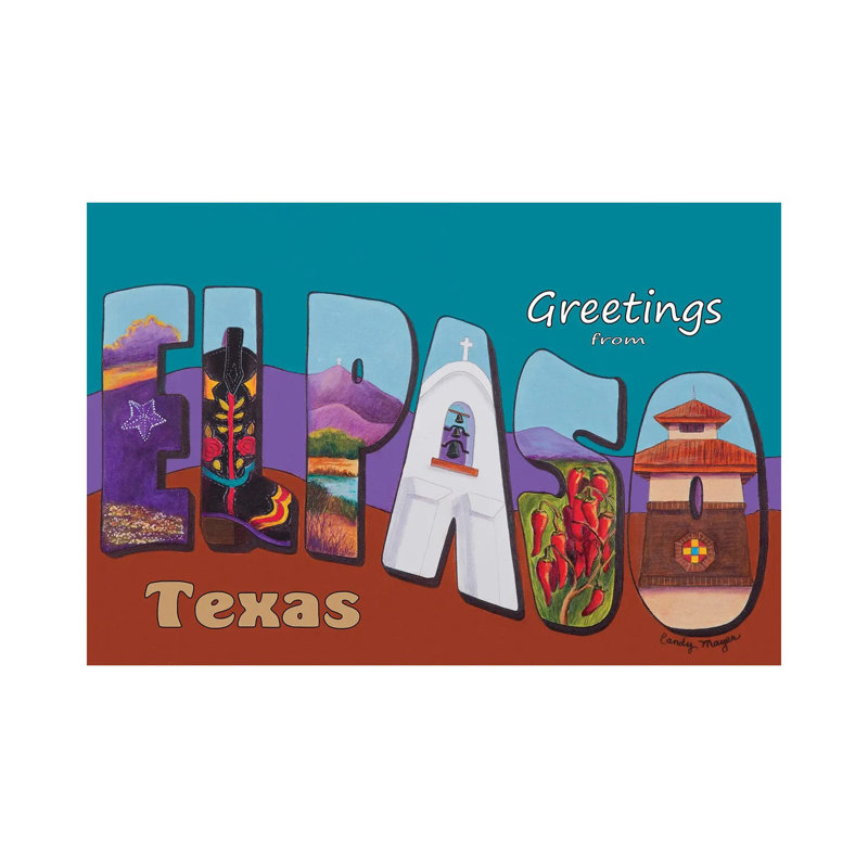 El Paso Postcard 1 Piece Wrapped Canvas Wall Art, 20.32 cm H x 30.48 cm W