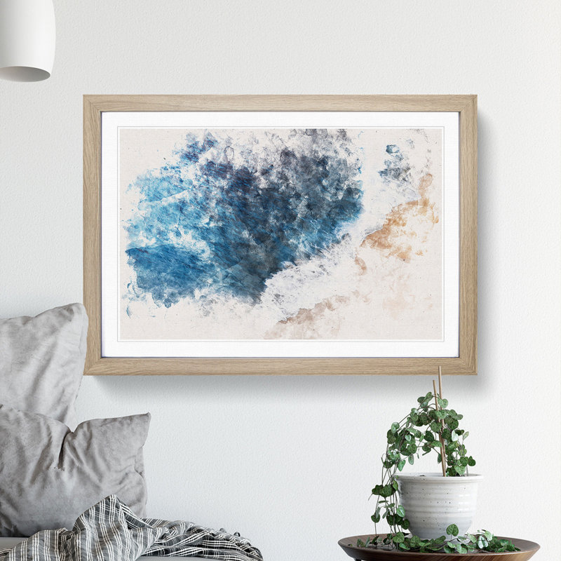 Waves On The Beach In Bali - Single Picture Frame Print on MDF, Oak, 45cm H x 63cm W x 2cm D