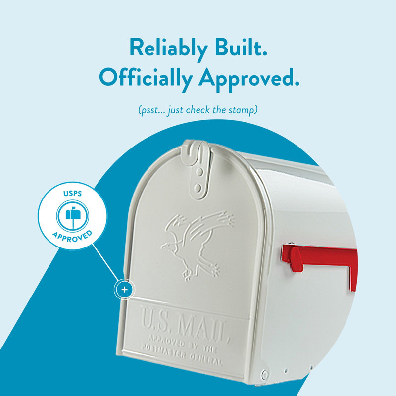 Elite Large Steel Post Mounted Mailbox, White