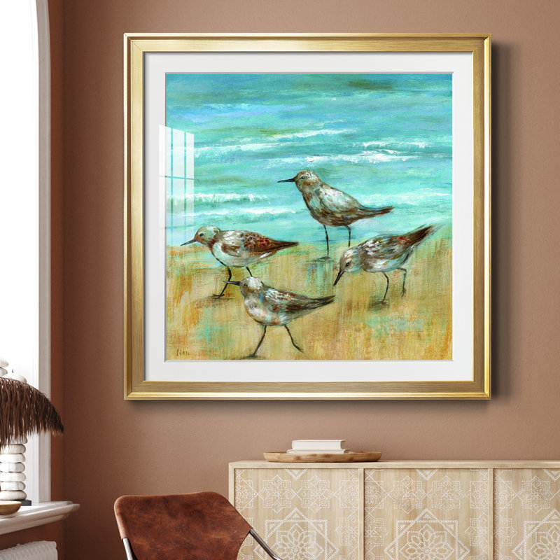 Sandpipers III - Peinture encadrée, Papier encadré doré, H 30,5 po x l 30,5 po x P 1,5 po