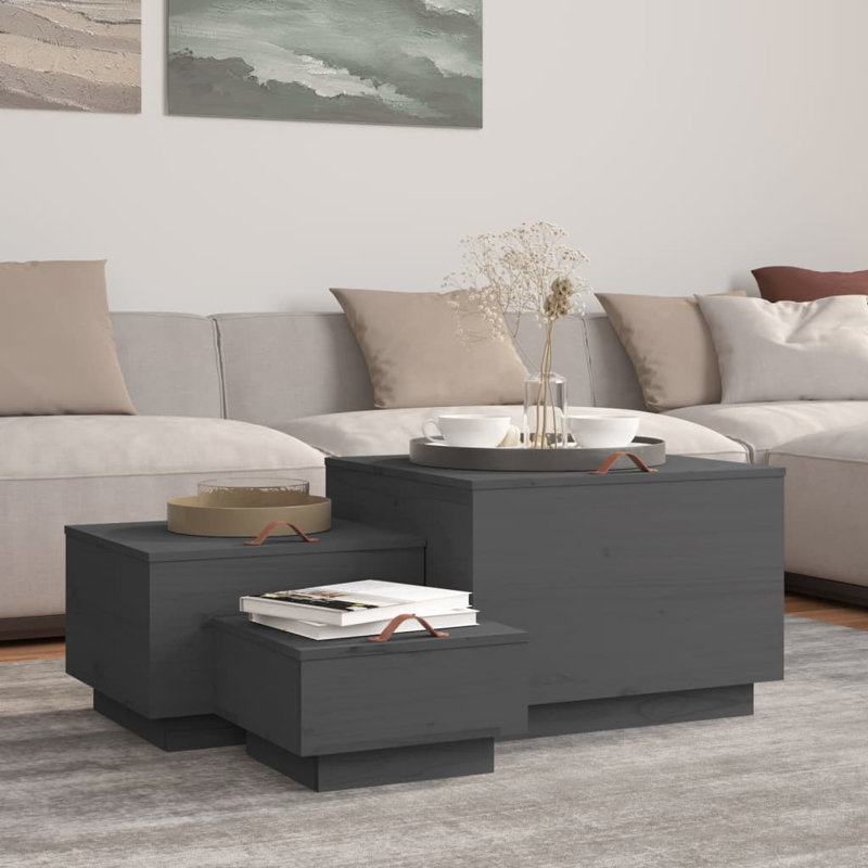 Ebern Designs Solid Wood Storage Tub & Tote, Grey