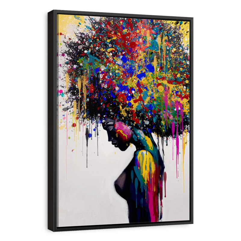 Afro Color Splash, Floating Frame Black, 21" x 31"