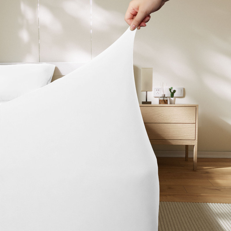 Wayfair Basics® Ultra Soft Jersey Knit All-Season Sheet Set, White, Full Sheet Set with 2 Pillowcases