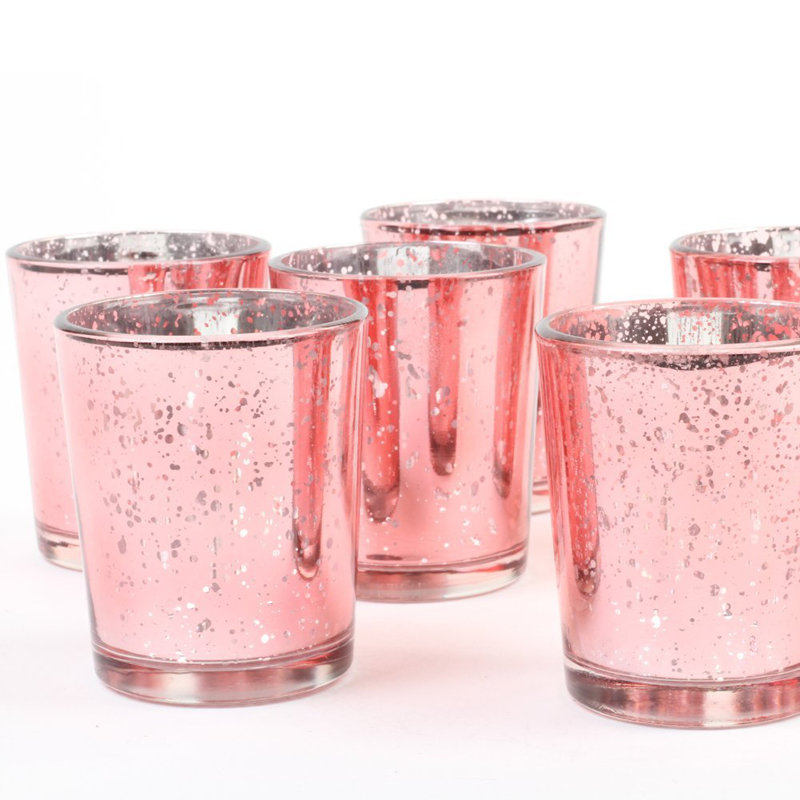 Petit porte-votive en verre, Rose rosé