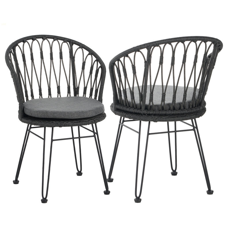 TAVON CHAIR,2PCS With 2 Cushions,Gray