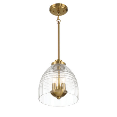 Ember Three Candle Lights Chain Pendant With Clear Glass - Satin Brass