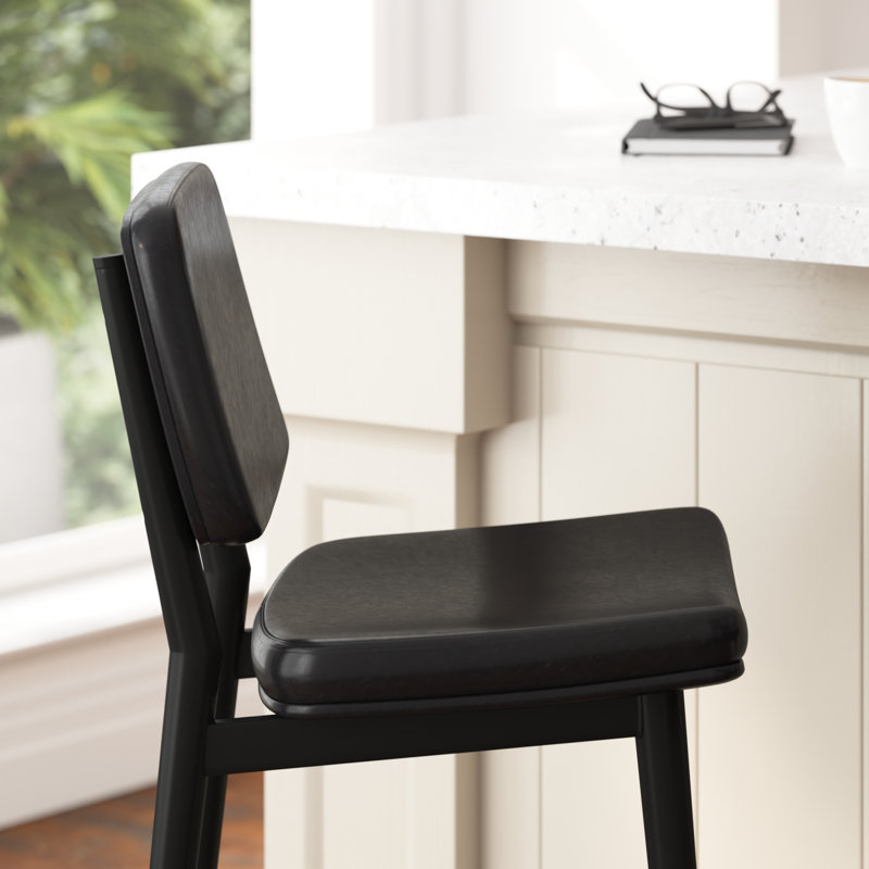 Crellus Upholstered Counter Stool with Metal Frame, Black