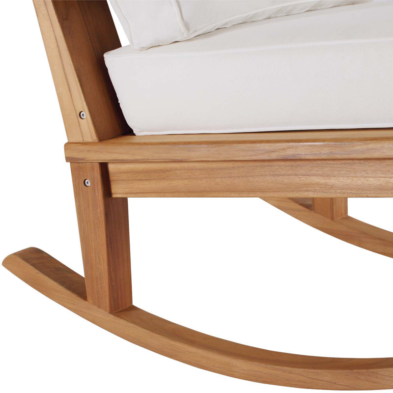 Chaise berçante d'extérieur en teck Marina, Blanc