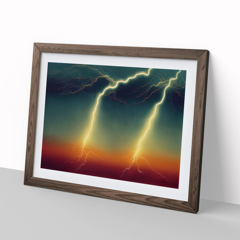 Epic Lightning Bolt - Framed Print, 34cm H x 46cm W x 2cm D, Walnut
