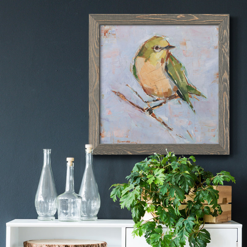 Oiseau Variété II - Toile encadrée de qualité supérieure - prête à être accrochée, H 31,5 po x l 31,5 po x P 1 po, Cadre gris
