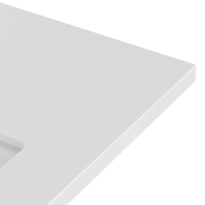 Meuble-lavabo mural simple 49 po avec comptoir à quartz blanc pur 1,5 po Mulloy, Rectangulaire, Noir
