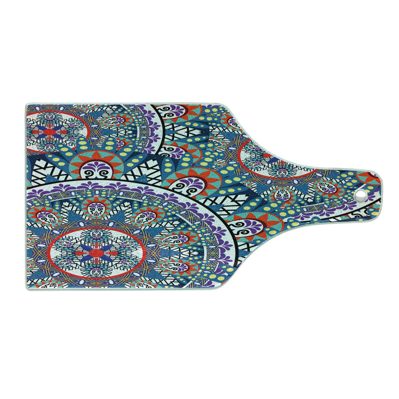 Multicolore circulaire en verre trempé Ambesonne