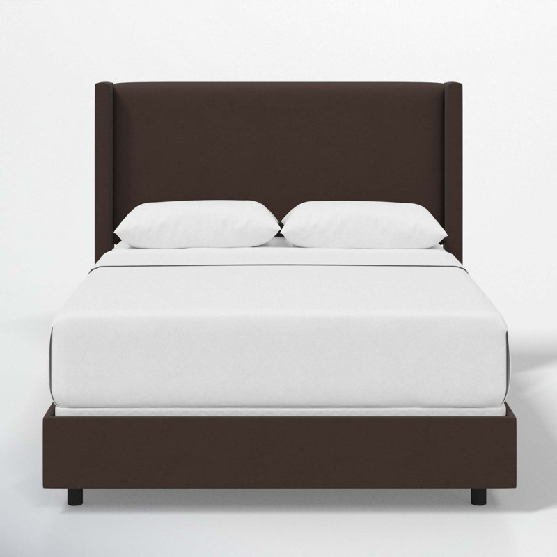Hanson Upholstered Wingback Bed, King, Classic Chocolate Velvet