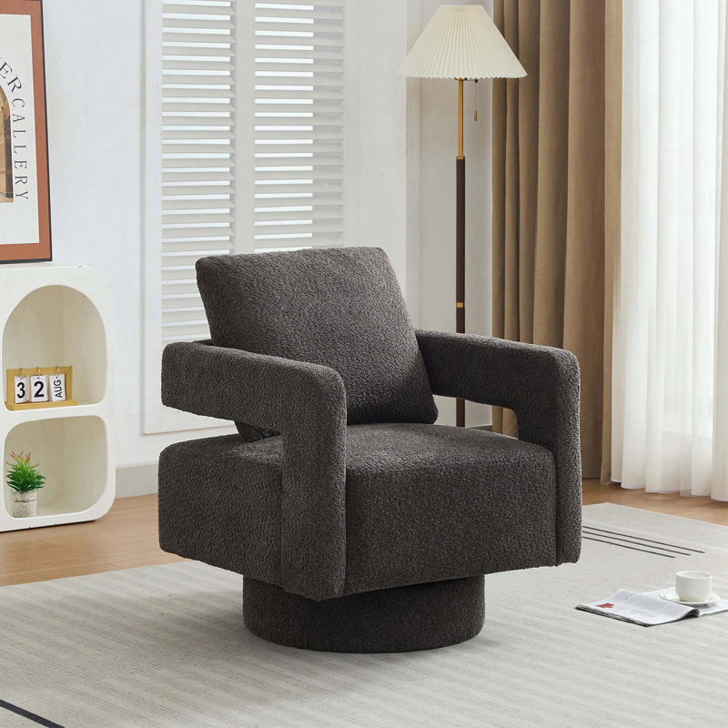 Fauteuil d'appoint carré pivotant - Boucle - Dossier ouvert - Gris anthracite