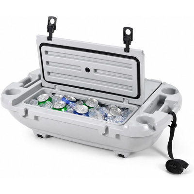 Glacière flottante étanche 40QT – Glacière isolée pour l'extérieur, idéale pour le camping, la plage, le kayak, le bateau et les pique-niques – Rangement étanche et durable – 40 L, gris froid, sans roues