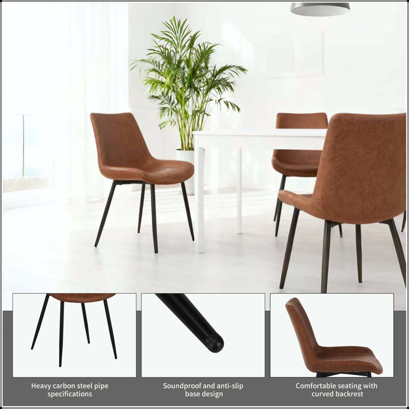 Chaise de salle à manger en similicuir avec structure en métal robuste - ensemble de 4