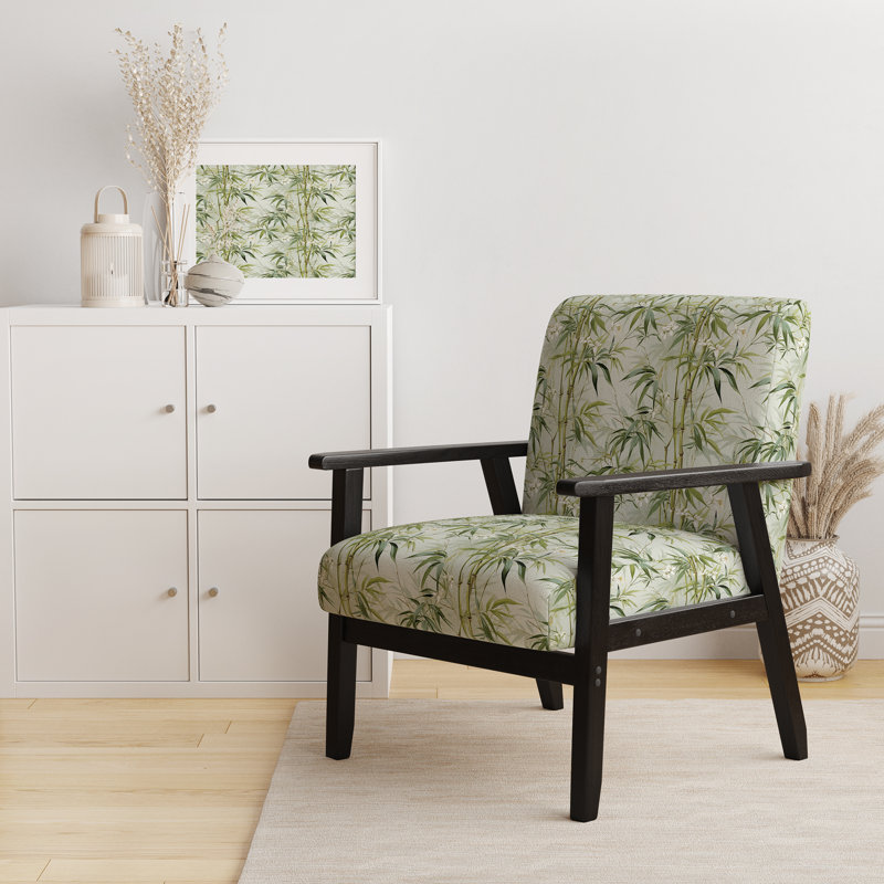 Fauteuil rembourré d'appoint tropical D, Motif tropical de bambou zen IV