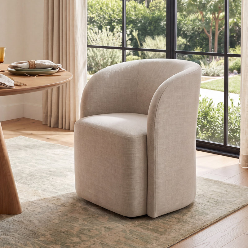 Frankie Caster Dining Chair, Effie Linen Performance Linen