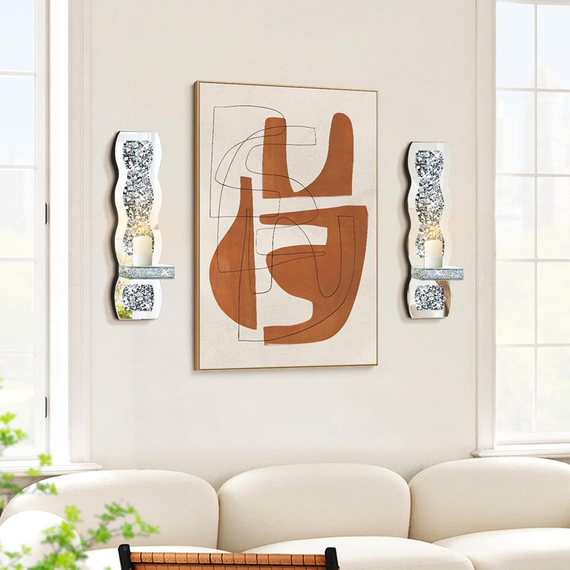 Wave Silver Mirror Wall Candlestick