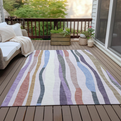 Tapis rayé intérieur / extérieur lavable à la machine Husky ACN2188