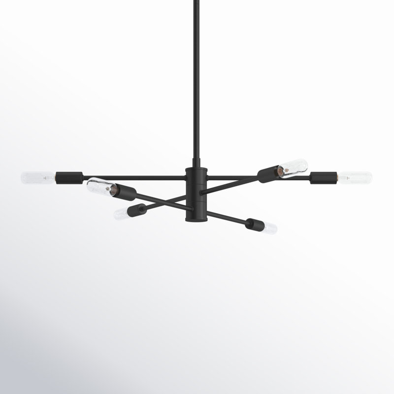 Jordy 6 - Light Dimmable Sputnik Modern Linear Chandelier, Matte Black