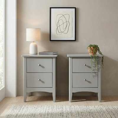 Set of 2 Como Grey 2-Drawer Bedside Cabinets