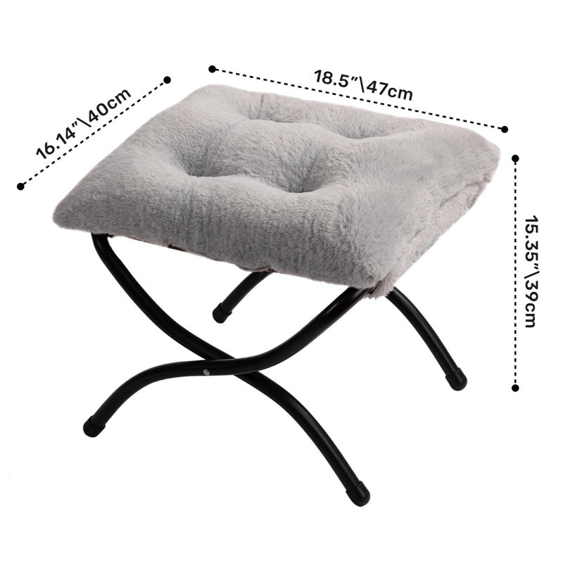 47cm Wide Footstool Ottoman, Grey
