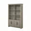 Nena Bookcase With 6 Shelves And 4 Cabinet Doors, Grey Wood 71 Inch
