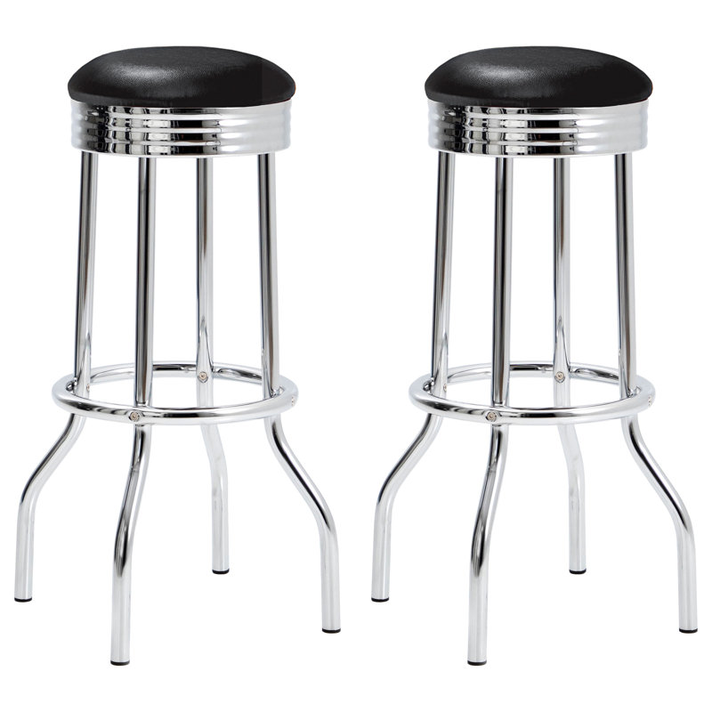 Tabouret de comptoir Raageh 30, Noir, noir, noir, noir