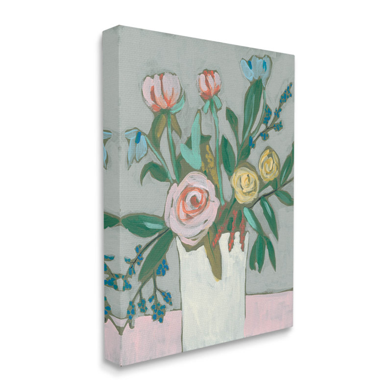 Art moderne sur toile, "Modern Rose Blossoms Bouquet" par Jennifer Goldberger, L 24 po x H 30 po x P 1,5 po, Toile tendue