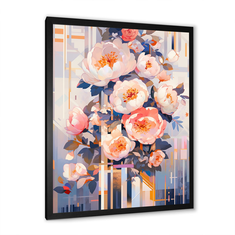 Rose Serenade Of Pivoines I sur toile, Cadre photo noir, H 20 po x l 12 po x P 1 po