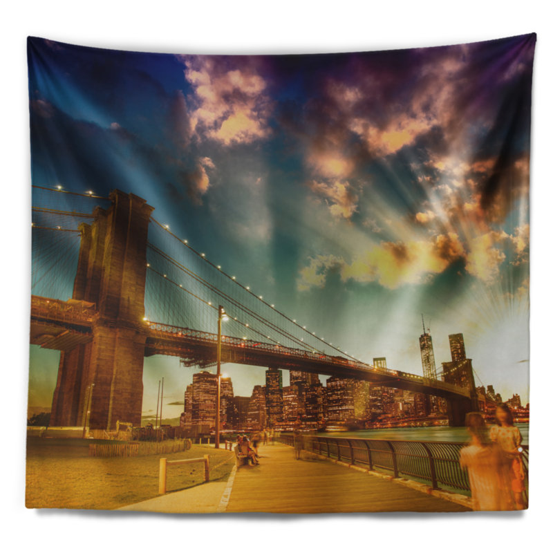 Polyester paysage urbain en polyester relaxant à Brooklyn Bridge Park avec accessoires de suspension inclus