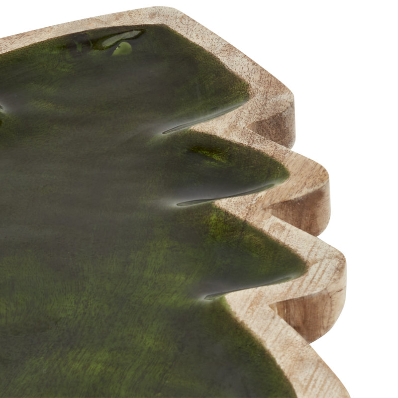 Holiday Serveware 14" MANGO WOOD W/ ENAMEL CHRISTMAS TREE