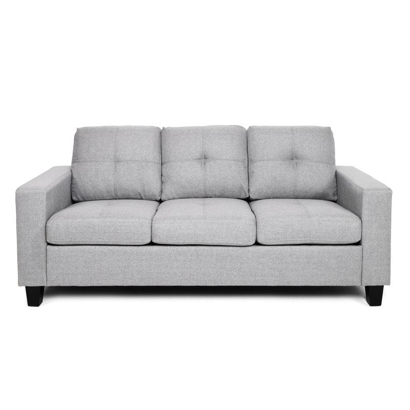 Classy Three avec pieds en bois - Canapé de salon gris en tissu confortable