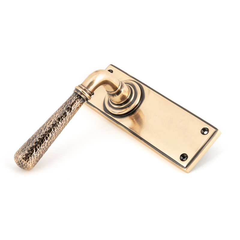 Hammered Newbury Lever Latch Set, Polished Bronze