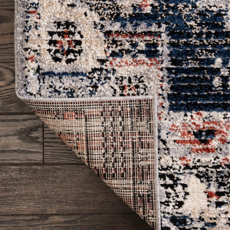 Tapis gris à motif géométrique Tucson, Tapis de couloir 2 pi x 8 pi