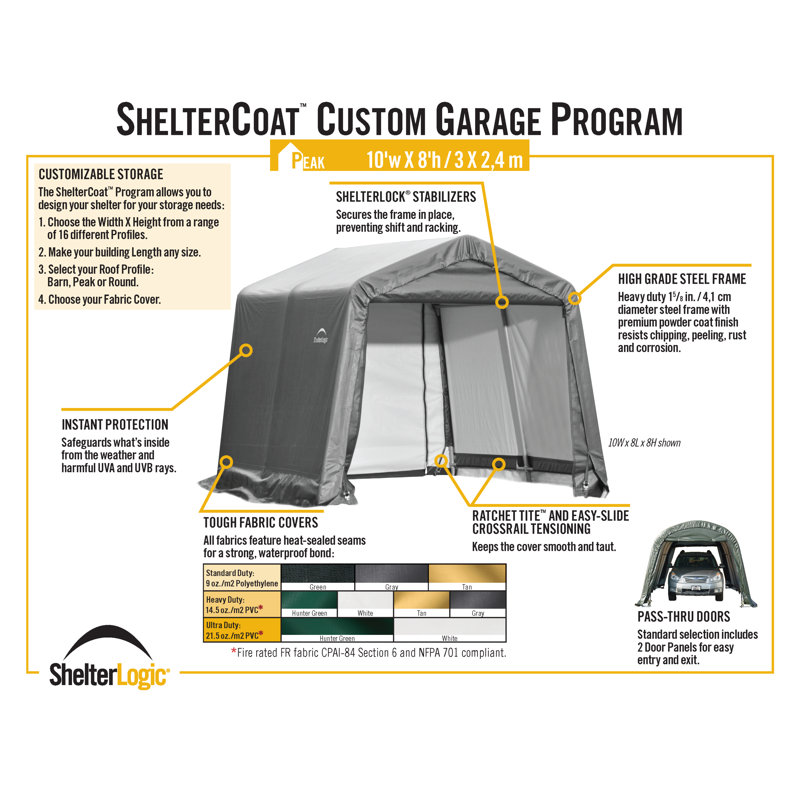 ShelterLogic Shed-in-a-Box , Grey, 10' H x 8' W x 8' D