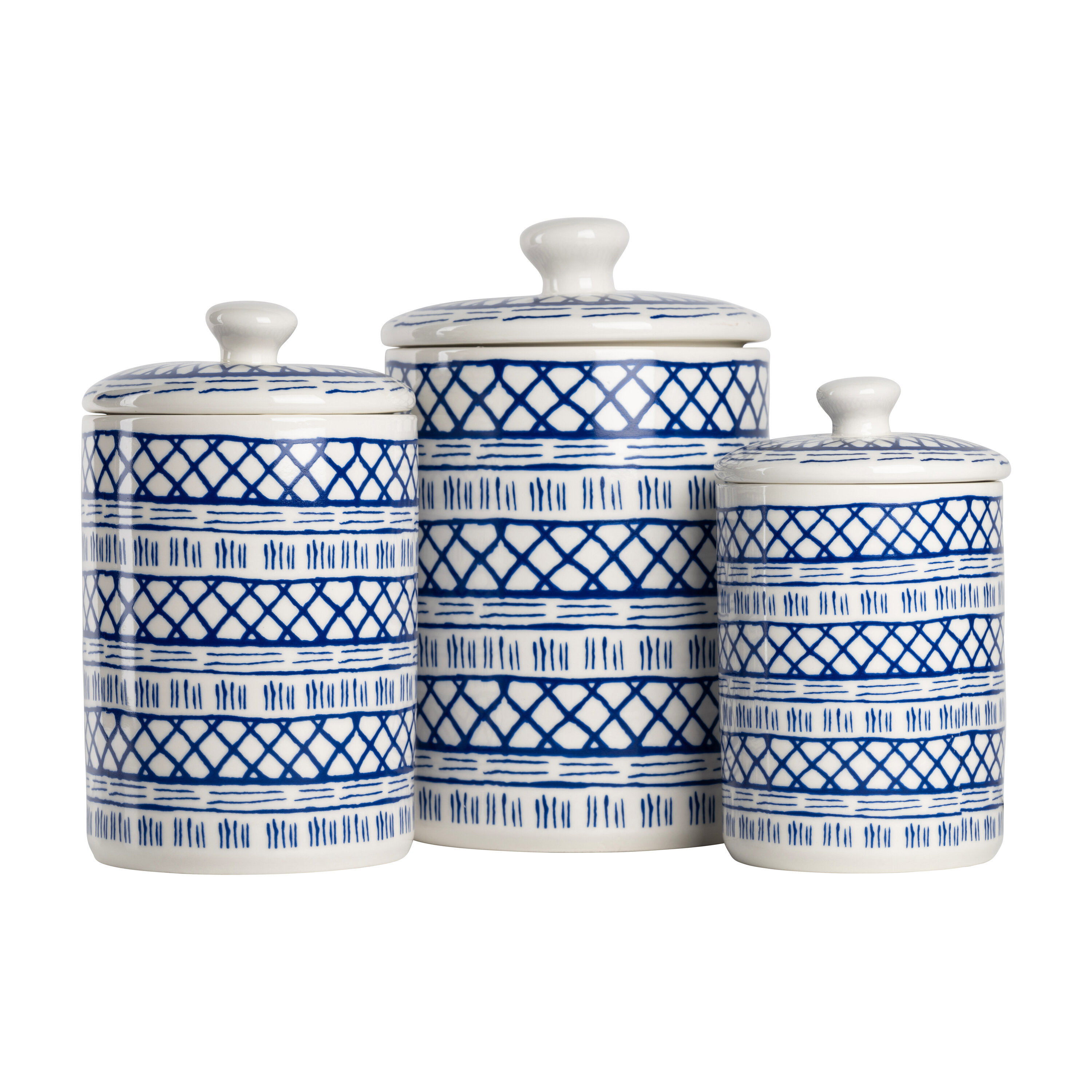 Talavera Flour Sugar Coffee Tea Blue and White Ceramic Kitchen Canister Set  of 4