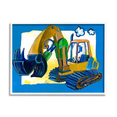 " Yellow Excavator With Blue Border " by Bealook Kids