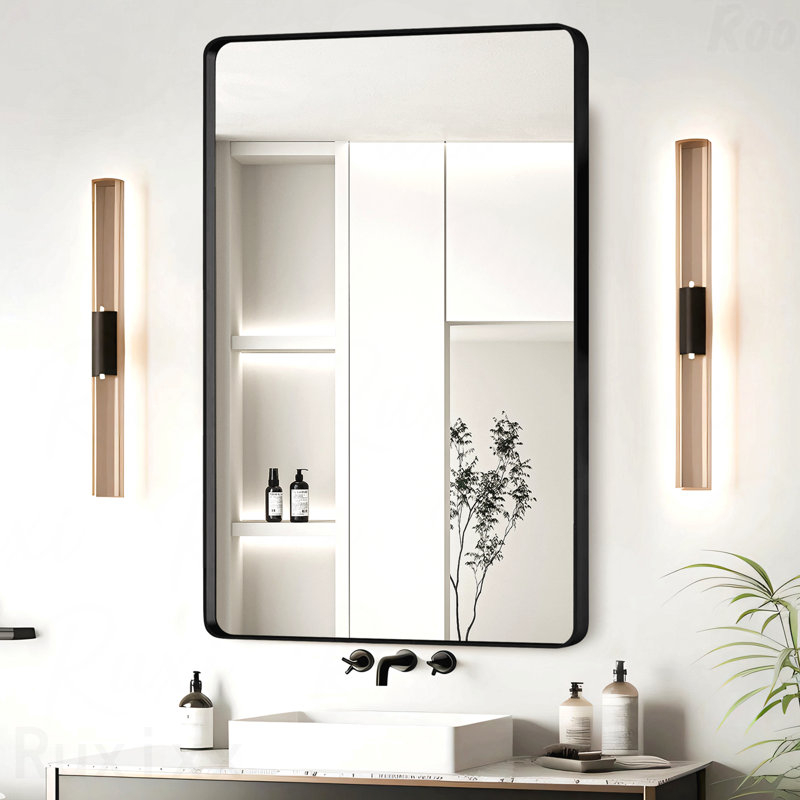 Miroir d'appoint, Noir, Verticale, 36 po x 24 po