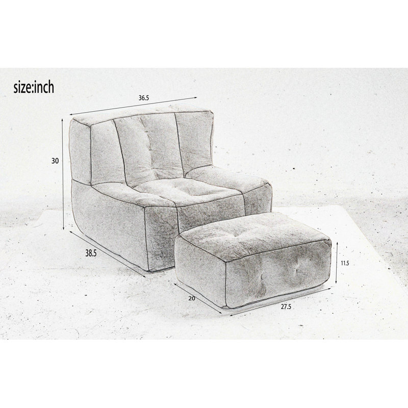 Canapé paresseux orange avec repose-pieds, Microfibre / microsuède orange