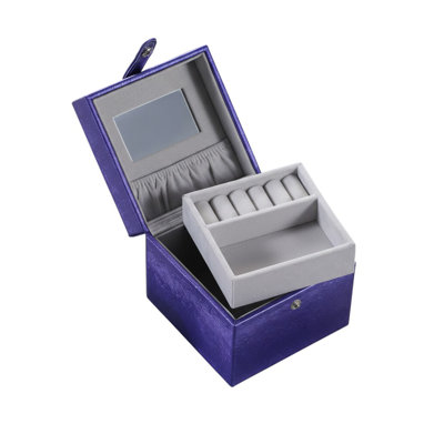 4" Long Travel Jewelry Case, Square Shaped, Azure Blue