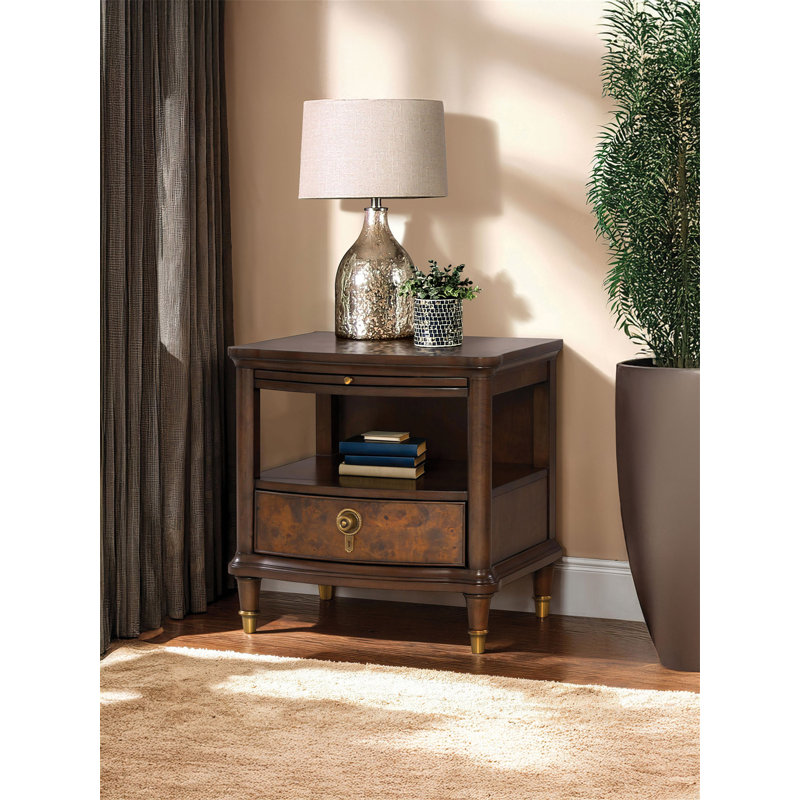 Table de bout de style moderne avec pieds dorés et boutons ronds 1 pièce