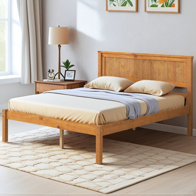 Full Size Platform Bed Frame With Headboard, With Wooden Slats, No Springs Required by Gracie Oaks