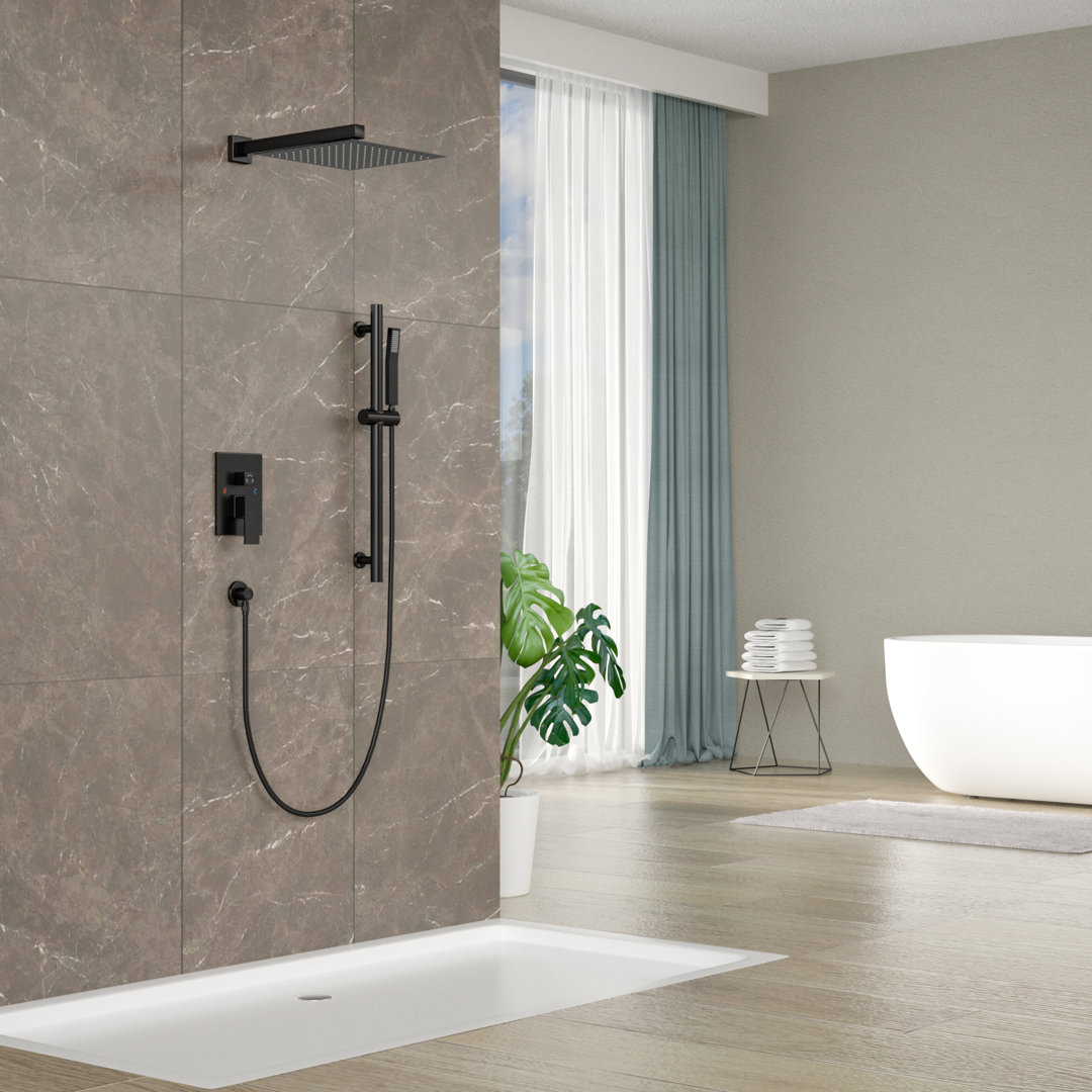 Shower System - 10 Inch Rain Shower Head And Handheld Head, Bathroom Shower Faucet Set Trim Kit With Valve Combo,Brushed Nickel Logmey 