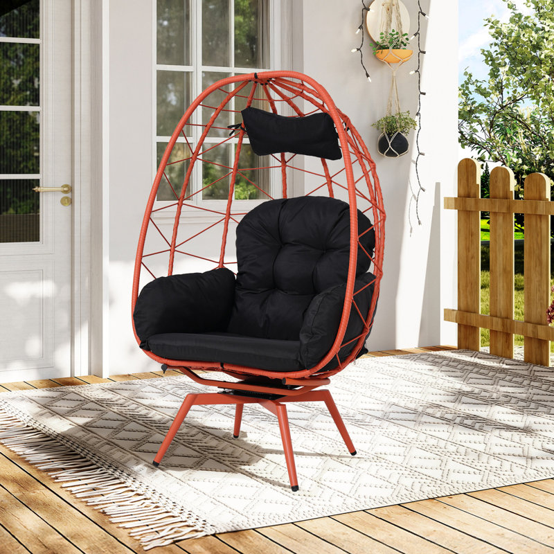 Swivel Patio Lounge Chairs, Steel Rattan Egg Style For Home Patio