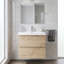 Meuble-lavabo suspendu flottant en mélamine de 24 po avec lavabo intégré en résine, armoire de salle de bain en bois naturel avec tiroirs à fermeture douce et poignées supprimées-645627736-674649797