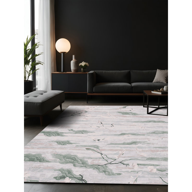 Tapis beige soyeux et moelleux, Carré 6 pi