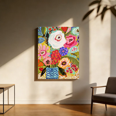 Blooming Florals, Built-In Back Wood Frame Wall Art, 30L X 20W