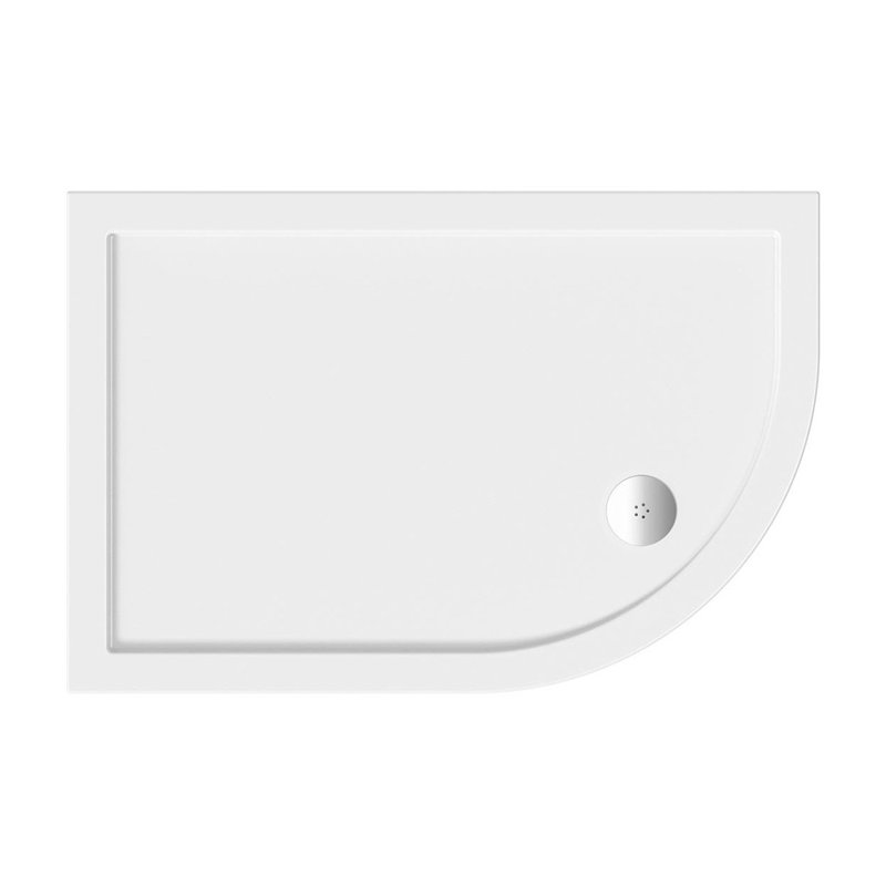 Belfry Shower Tray - White, Right, 4.5cm H x 130cm W x 76cm D
